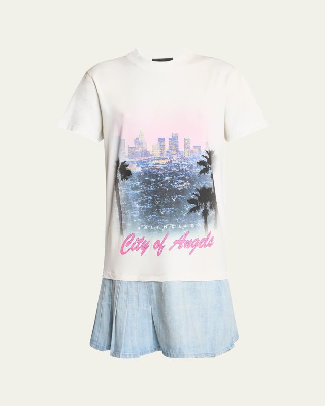 Layered Mini Graphic T-Shirt Dress